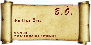 Bertha Örs névjegykártya